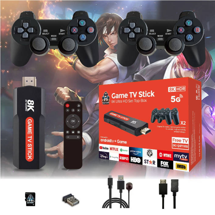 8K Game Stick Tv Box with 2 wireless Game controlers 8K Game Stick Tv Box with 2 wireless Game controlers